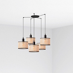 pendant luminaire MAMBO 5 flames E27 IP20, black matt 