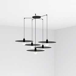 pendant luminaire PLAT 5 flames E27 IP20, black matt 