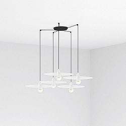 pendant luminaire PLAT 5 flames E27 IP20, white matt 