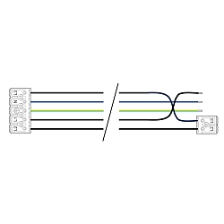 Through-wiring 5 x 2,5 mm� for Damp proof luminaire, series 9166, 662mm