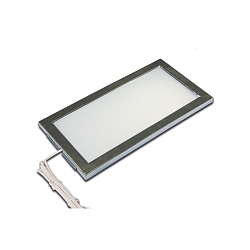 Flat LED under-cabinet luminaire LED SKY, IP20, 24V DC, 21x11cm, incl. 250cm cable with LED24-plug, 6W 3000K 390lm 110�, inox
