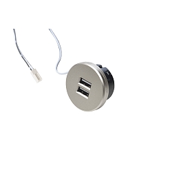 USB double socket 24Vdc, sek. 5V, 1x2.1A / 2x1.05A, max. 15W, stainless steel look, incl. adaptor ring, inox look