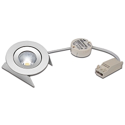 Recessed LED spot SR 68-LED, Set (incl. transformer), IP44, 230/350/700mA, CRi>90, dimmable, 7.5W 2700K 800lm 30�, matt chrome