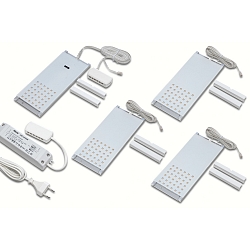 4pc. set of LED L-Pad 7.5W 3000K, with IR-dimmer + LED transformer 24/15W/30W, white