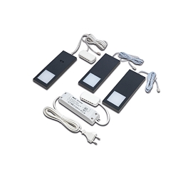 3pc. set of LED under-cabinet luminaire LED Slim-Pad F, IP20, with IR dimmer + transformer LED 24 / 30W, 5W 4000K, white