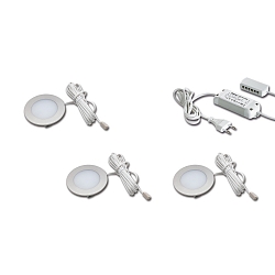 3pc. set of FR 55-LED 3W 4000K, stainless steel look + LED transformer LED 24 / 15W