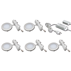 5pc. set of FR 55-LED 3W 4000K, stainless steel look + LED transformer LED 24 / 30W