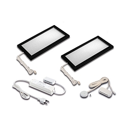2pc. set of LED under-cabinet luminaire LED SKY 6W with sonar dimmer + LED transformer LED 24 / 30W, 3000K, black