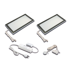 2pc. set of LED under-cabinet luminaire LED SKY 6W with sonar dimmer + LED transformer LED 24 / 30W, 3000K, inox look