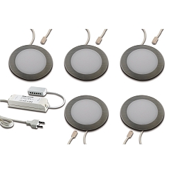 LED Recessed luminaire FAR 58, 5er Set, 5x 3W, 3000K, IP20, brushed stainless steel