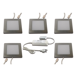 LED Recessed luminaire FAQ 58, 5er Set, 5x 3W, 4000K, IP20, brushed stainless steel