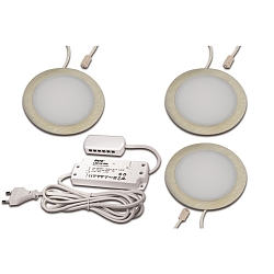 LED Recessed luminaire FAR 68, 3er Set, 3x 4W, 4000K, IP20, brushed stainless steel