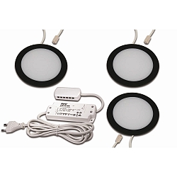 furniture luminaire FAR 68 round, incl. driver, set of 3 IP20, black dimmable