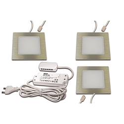 LED Recessed luminaire FAQ 68, 3er Set, 3x 4W, 3000K, IP20, brushed stainless steel