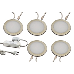 LED Recessed luminaire FAR 68, 5er Set, 5x 4W, 4000K, IP20, brushed stainless steel