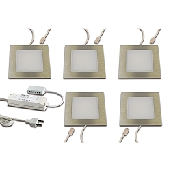 LED Recessed luminaire FAQ 68, 5er Set, 5x 4W, 3000K, IP20, brushed stainless steel