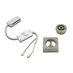 24V Dimming controller radio 80W with 12-fold distributor, for wood borehole � 35mm, stainless steel look