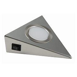 LED Cabinet spot GENUA set of 3, 3x2W, 120�, 3000K, 270lm, IP20, not dimmable, stainless steel