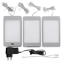 LED Under cabinet luminaire SASKIA, set of 3, 18W, 3000K, 810lm, IP20, silver