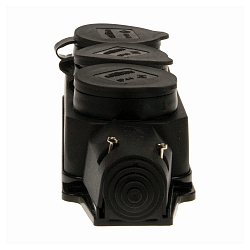 Power socket strip 3-fold, max. 3600W, 250V, IP44, black