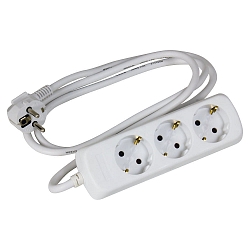 Socket, 3-fold, 3G1,5mm�, white, 1,5m connection cable