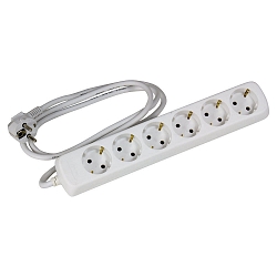Socket, 6-fold, 3G1,5mm�, 1,5m connection cable, white