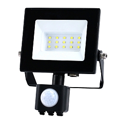 floodlight BOLTON 2.0 with sensor, with open cable, switchable IP44, powder coated, black 