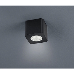 Surface-mounted LED downlight OSO for bathrooms, square, IP44, 7.5W 2700K 370lm 40�, CRi >90, dimmable, fixed, black matt
