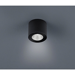 Surface-mounted LED downlight OSO for bathrooms, round, IP44, 7.5W 2700K 370lm 40�, CRi >90, dimmable, fixed, black matt