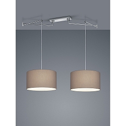 Pendant luminaire CERTO 2, 2 flames, E27, IP20, chrome / mocca