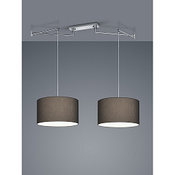 Pendant luminaire CERTO 2, 2 flames, E27, IP20, chrome / anthracite