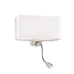 Wall luminaire HOTEL AP2, 2 flames, 1xE27 and 1xLED, white