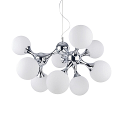 Pendant luminaire NODI BIANCO SP9, 9 flames, E14, chromee