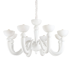 Pendant luminaire BON BON, 8 flames, E14, white / opal shade