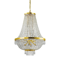 Pendant luminaire CAESAR, 12 flames, � 55cm,  incl. G9 28W 2700K, with ice chrystal tips, gold