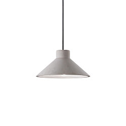 Pendant luminaire OIL-6, � 25cm / H 12.5cm, E27 max. 15W, concrete, cement grey / black