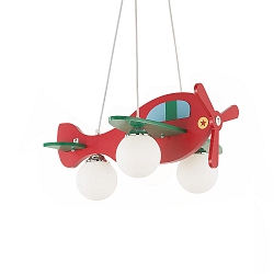 Pendant luminaire AVION, 3 flames, 3x E14 max. 40W, wood