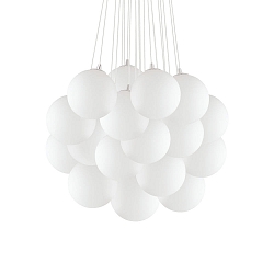 Pendant luminaire MAPA PLUS, 22 flames, � 80cm, E14, metal / white etched glass