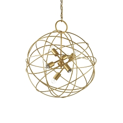 Pendant luminaire KONSE, 6 flames, � 60cm, E27, satined dark gold