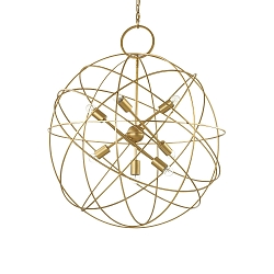 Pendant luminaire KONSE, 7 flames, � 80cm, E27, satined dark gold