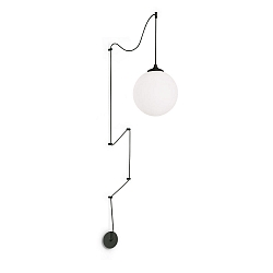 Pendant luminaire BOA, 1 flame, E27, with 12m fabric coated cable and 6 hooks