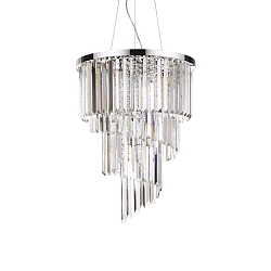Pendant luminaire CARLTON, 12 flames, � 50cm, E14, with octagon chains and chrystal rods