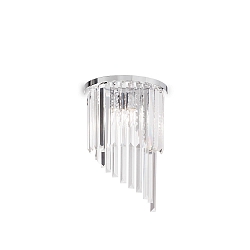 Wall luminaire CARLTON, 3 flames, E14, with octagon chains and chrystal rods, chrome
