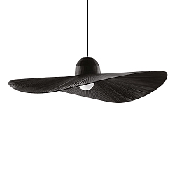 Pendant luminaire MADAME, � 110cm, E27, hat design shade from satin fabric, black