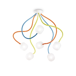 Ceiling luminaire OCTOPUS with 6-flexible arms, � 50cm, incl. G9 28W 2700K, multicolor