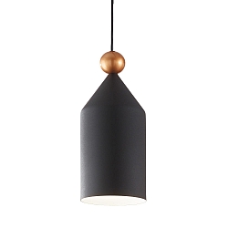 Pendant luminaire TRIADE-1, � 15.5cm / H 37cm, E27, dark grey / gold decor