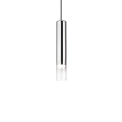 Pendant luminaire LOOK, IP20, � 6cm, incl. GU10 MR16 28W 3000K, nuanced chrome, with glass