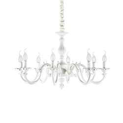 Chandelier JUSTINE, 8 flames, � 79cm, E14, metal casting, white