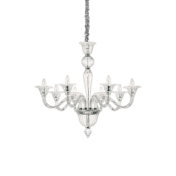 Pendant luminaire BRIGITTA, 8 flames, � 89cm, E14, transparent glass