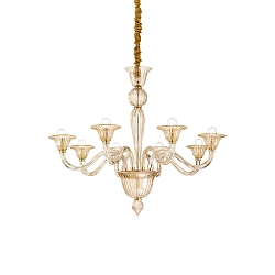 Pendant luminaire BRIGITTA, 8 flames, � 89cm, E14, amber glass